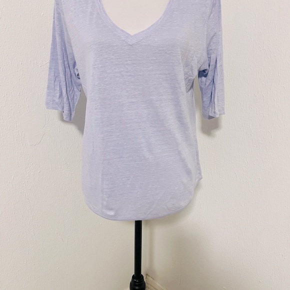 Wrap London Women’s Size 10 100% Linen 3/4 Sleeve Lilac V-Neck Everyday EUC - Picture 1 of 8